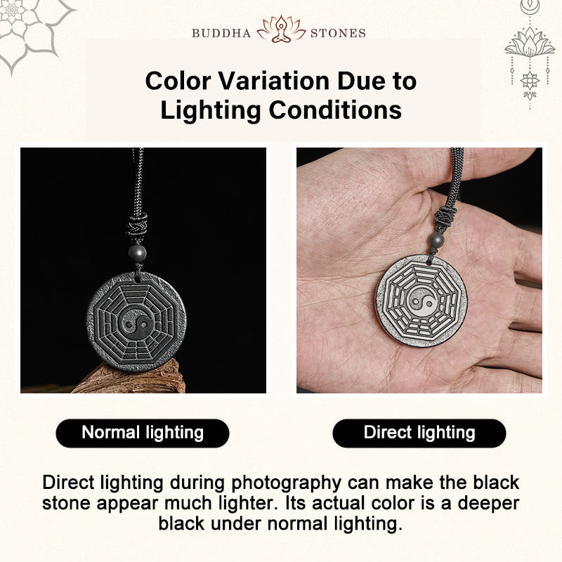 Buddha Stonesのシュンガイト石陰陽八卦守護ネックレスペンダント - image 4