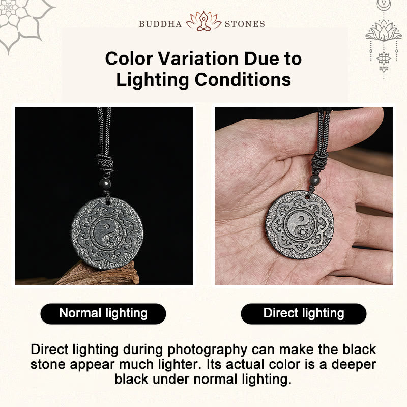 Buddha Stones太極拳陰陽本物のシュンガイト石 内なる強さ ネックレス ペンダント - image 4