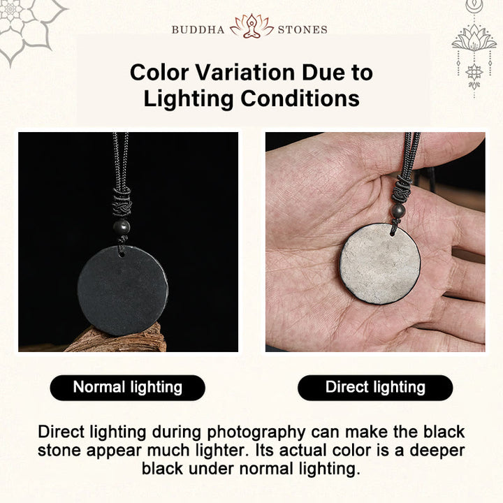 Buddha Stonesサークルシンプルデザイン本物のシュンガイト石保護ネックレスペンダント - image 4