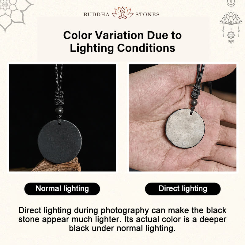 Buddha Stonesサークルシンプルデザイン本物のシュンガイト石保護ネックレスペンダント - image 4