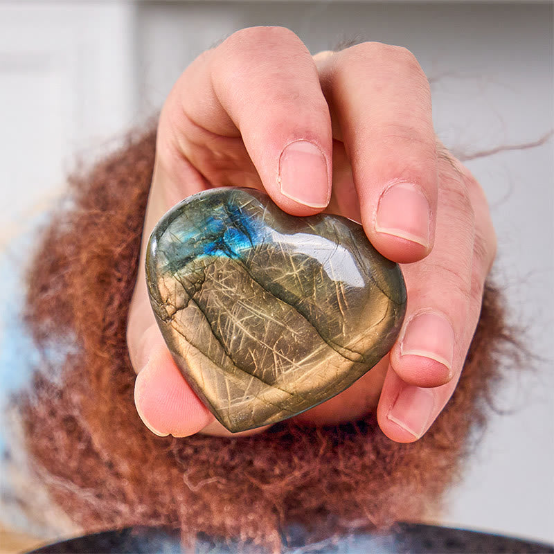 Buddha Stones 天然ハートストーン ラブラドライト ヒーリングキュア 置物 装飾 - image 1