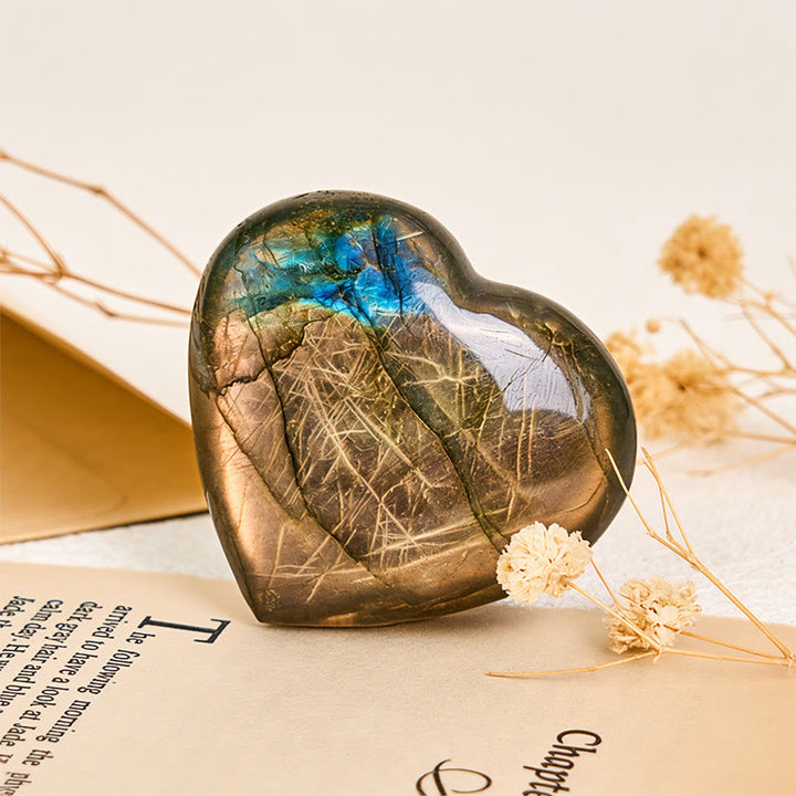 Buddha Stones 天然ハートストーン ラブラドライト ヒーリングキュア 置物 装飾 - image 2