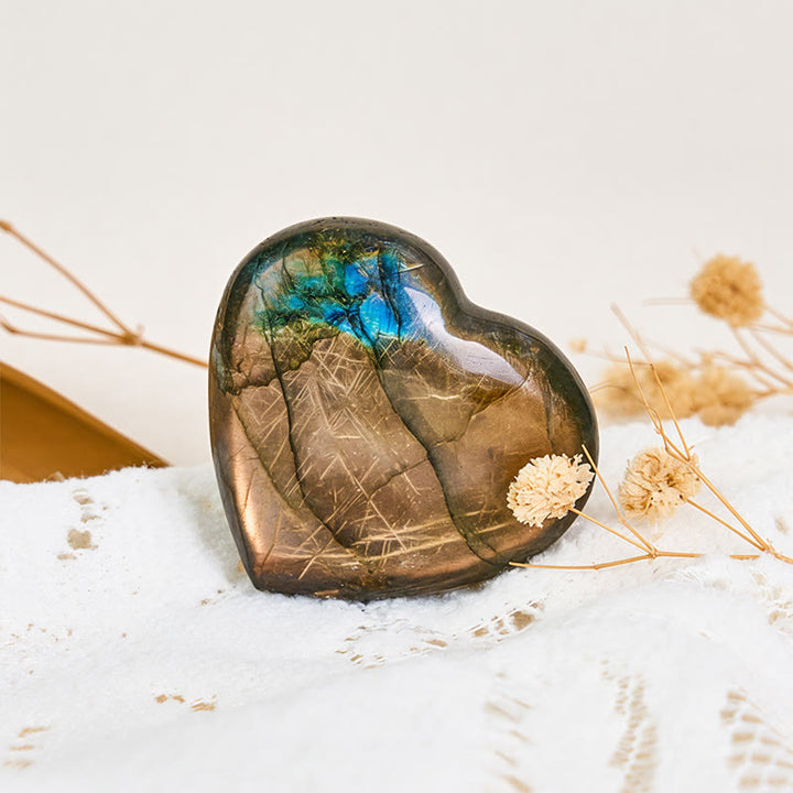 Buddha Stones 天然ハートストーン ラブラドライト ヒーリングキュア 置物 装飾 - 心臓 - 4～5cm - image 0