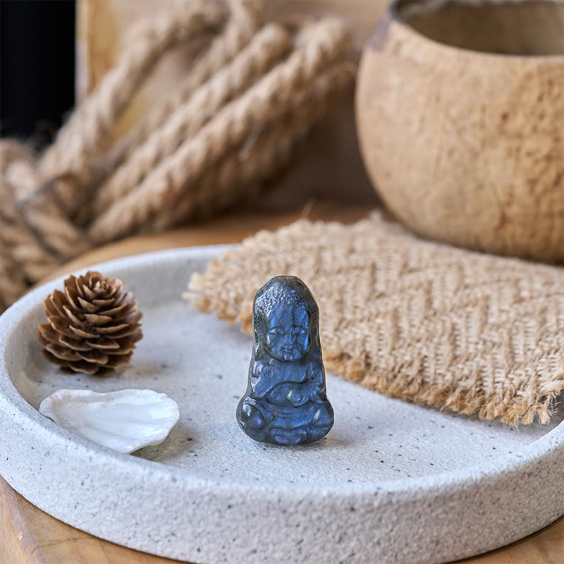 Buddha Stones 仏陀のシンボル 天然ラブラドライトの置物 治癒像 家の装飾 - image 6