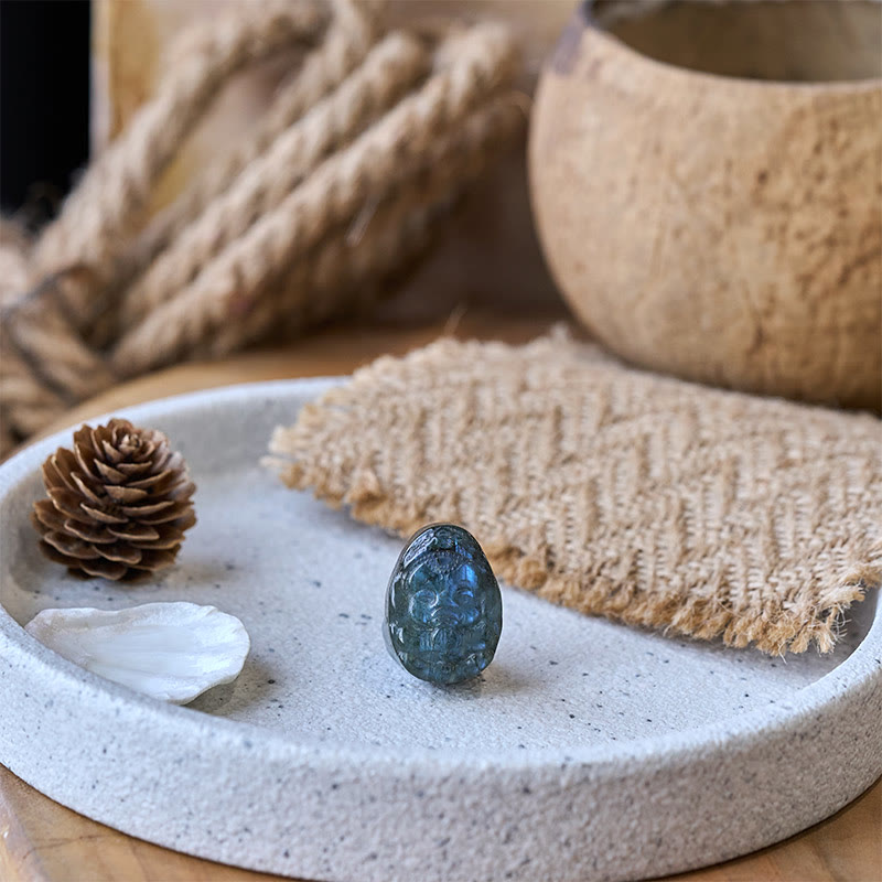 Buddha Stones ガネーシャ象の置物 天然ラブラドライト 癒しの守護像 室内装飾 - image 5