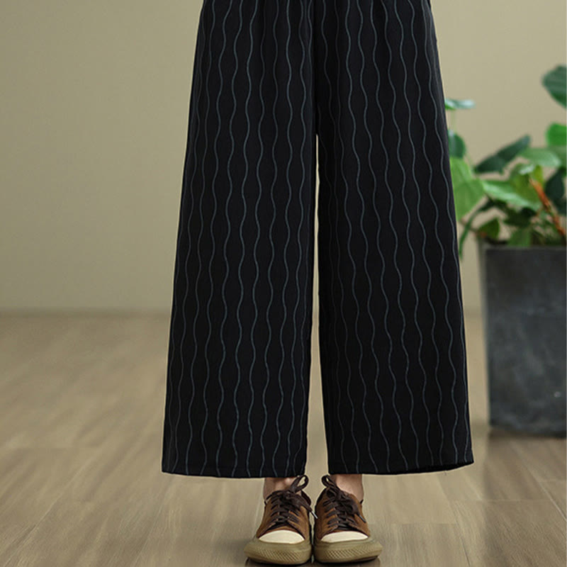 Buddha Stones ストライプ柄半袖シャツ ポリエステル 7丈ハーレムパンツ 2枚セット ポケット付き - image 20