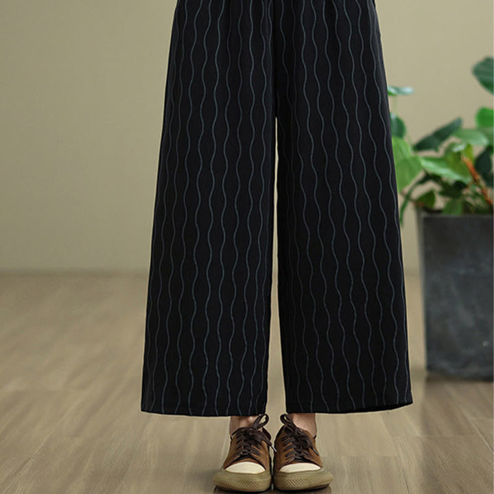 Buddha Stones ストライプ柄半袖シャツ ポリエステル 7丈ハーレムパンツ 2枚セット ポケット付き - image 20