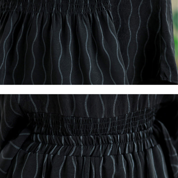 Buddha Stones ストライプ柄半袖シャツ ポリエステル 7丈ハーレムパンツ 2枚セット ポケット付き - image 19