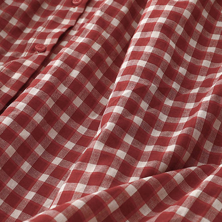 Buddha Stones ポケット付きチェック柄ノースリーブサマーミディド​​レス - image 8