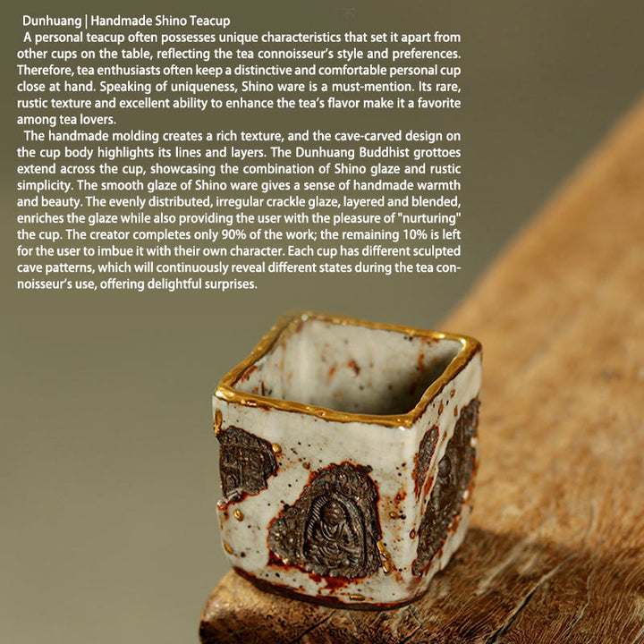 Buddha Stones 手描きの敦煌仏志野陶器ティーカップカンフーティーカップ - image 4