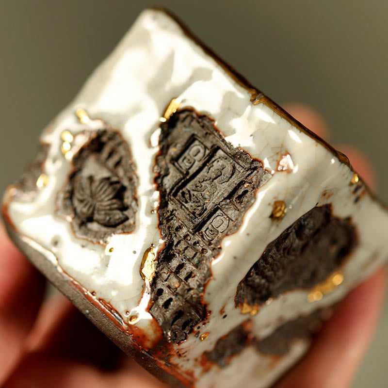 Buddha Stones 手描きの敦煌仏志野陶器ティーカップカンフーティーカップ - image 2