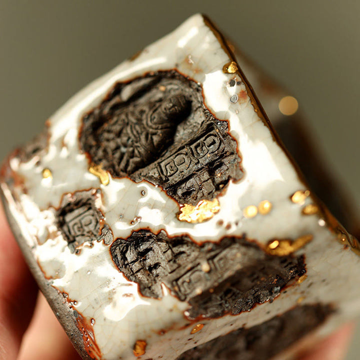 Buddha Stones 手描きの敦煌仏志野陶器ティーカップカンフーティーカップ - image 6