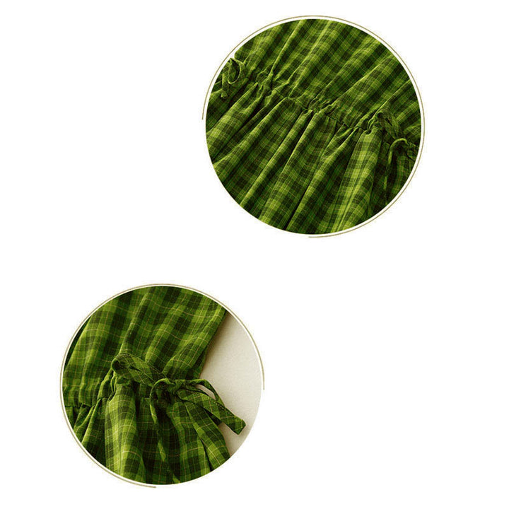 Buddha Stones ポケット付きノースリーブチェック柄サマーミディド​​レス - image 13