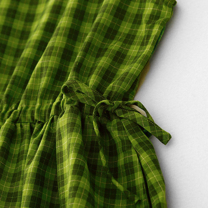 Buddha Stones ポケット付きノースリーブチェック柄サマーミディド​​レス - image 5