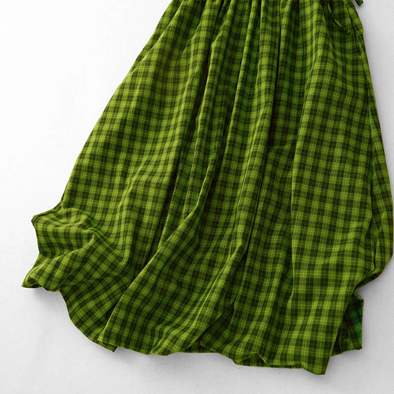 Buddha Stones ポケット付きノースリーブチェック柄サマーミディド​​レス - image 6