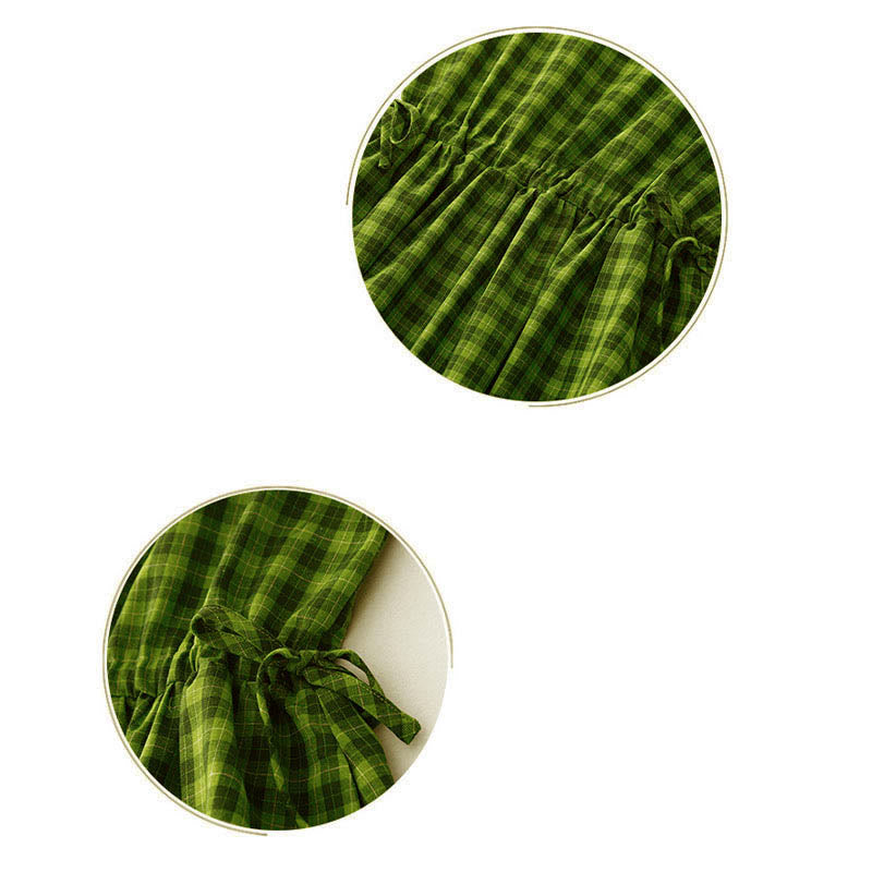 Buddha Stones ポケット付きノースリーブチェック柄サマーミディド​​レス - image 13