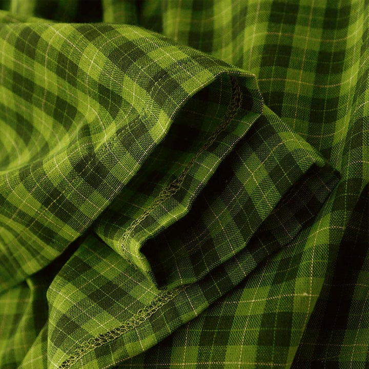 Buddha Stones ポケット付きノースリーブチェック柄サマーミディド​​レス - image 7