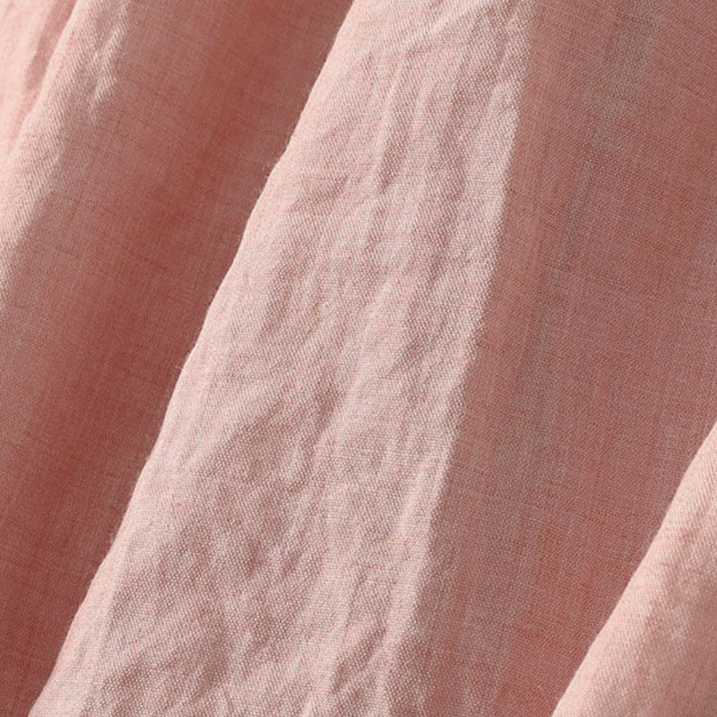 Buddha Stones 春の無地レースアップクルーネックデザイン七分袖レディースミディドレス - image 10