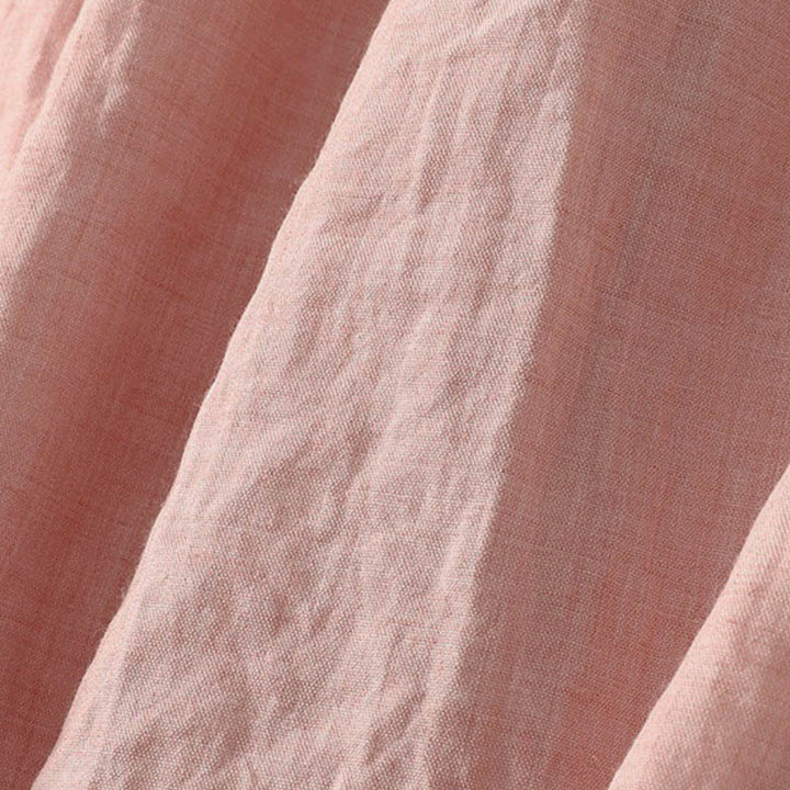 Buddha Stones 春の無地レースアップクルーネックデザイン七分袖レディースミディドレス - image 10