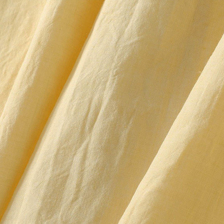 Buddha Stones 春の無地レースアップクルーネックデザイン七分袖レディースミディドレス - image 15