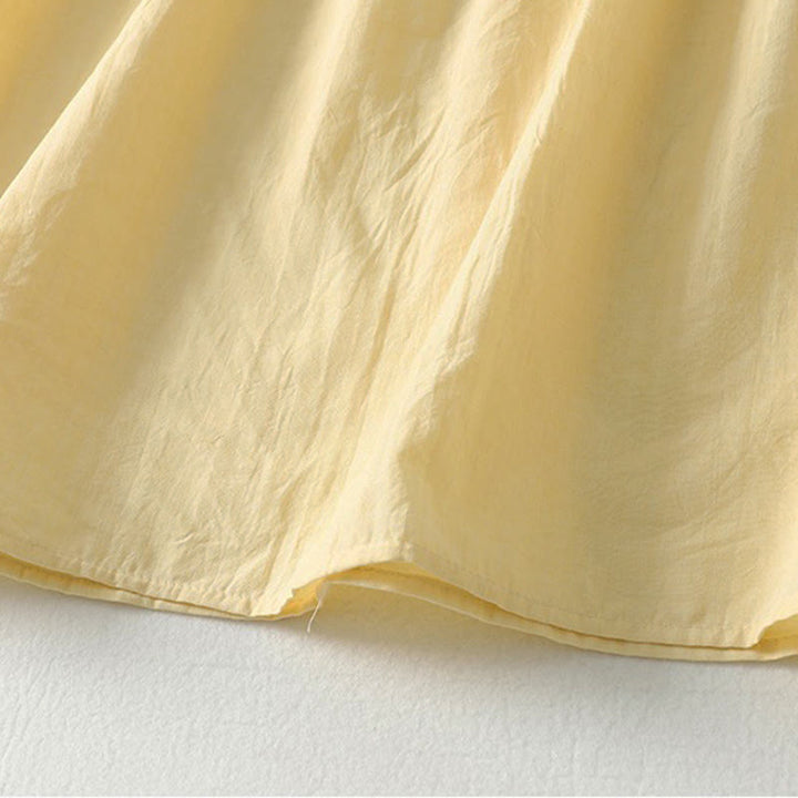 Buddha Stones 春の無地レースアップクルーネックデザイン七分袖レディースミディドレス - image 14