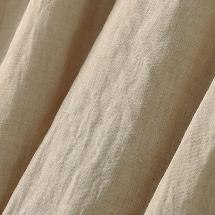 Buddha Stones 春の無地レースアップクルーネックデザイン七分袖レディースミディドレス - image 25