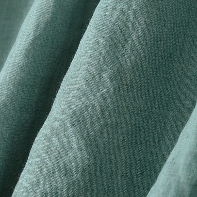 Buddha Stones 春の無地レースアップクルーネックデザイン七分袖レディースミディドレス - image 20