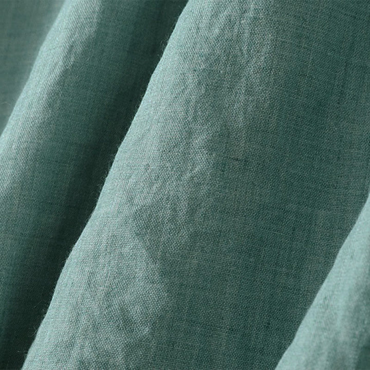 Buddha Stones 春の無地レースアップクルーネックデザイン七分袖レディースミディドレス - image 20