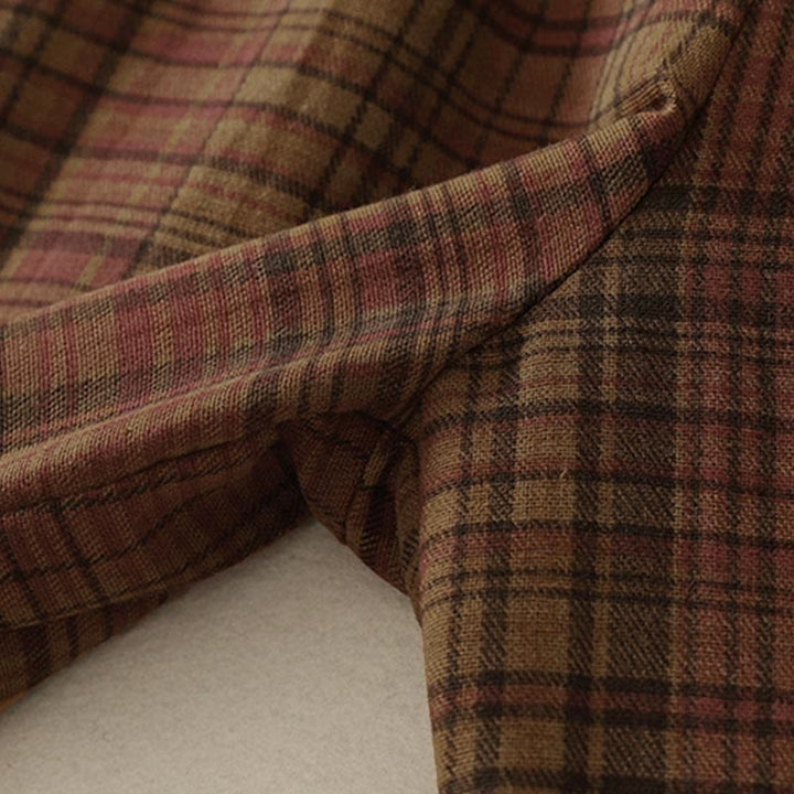 Buddha Stones 春のチェック柄デザイン レディース ハーレムパンツ 7-8丈 ポケット付き - image 3