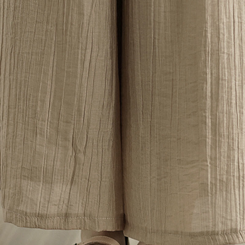 Buddha Stones 無地 伸縮性ウエストデザイン カプリ クロップド丈 レディース ワイドレッグパンツ - image 35