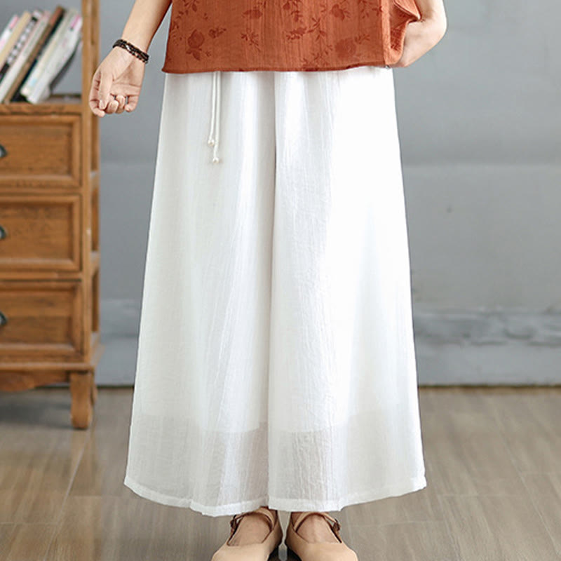 Buddha Stones 無地 伸縮性ウエストデザイン カプリ クロップド丈 レディース ワイドレッグパンツ - image 19