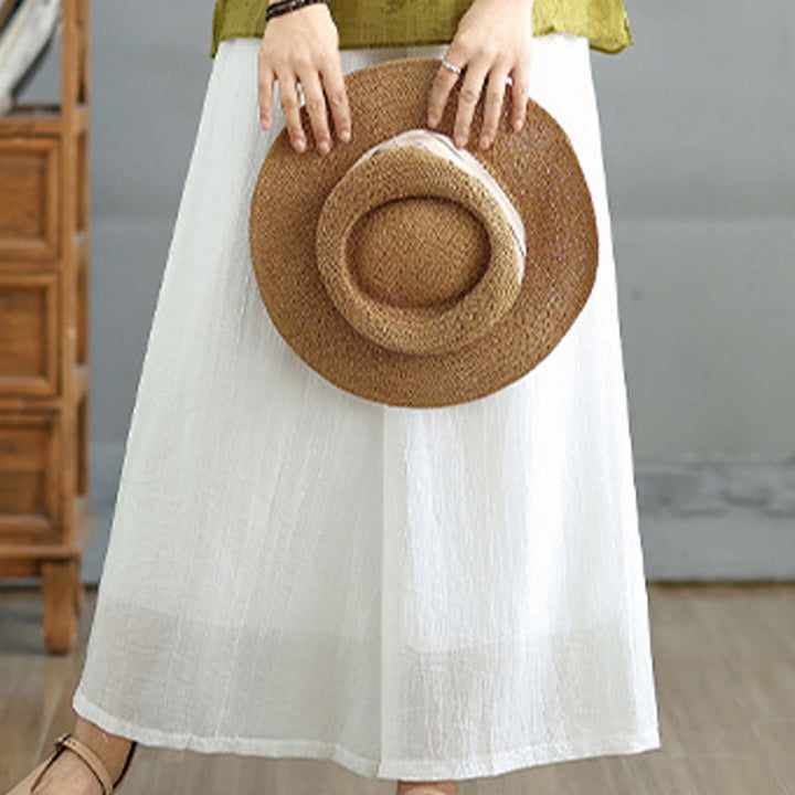 Buddha Stones 無地 伸縮性ウエストデザイン カプリ クロップド丈 レディース ワイドレッグパンツ - image 23