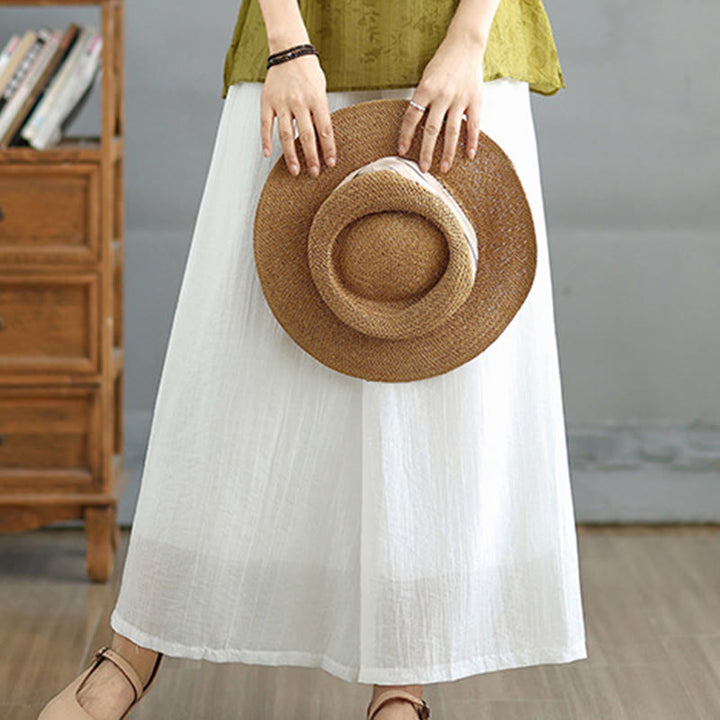 Buddha Stones 無地 伸縮性ウエストデザイン カプリ クロップド丈 レディース ワイドレッグパンツ - image 24