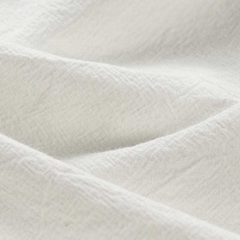 Buddha Stones 夏用カエルボタン 吉兆雲 刺繍デザイン 半袖 コットンリネン メンズシャツ - image 8