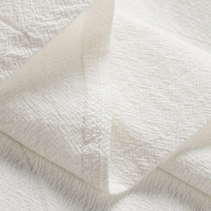 Buddha Stones 夏用カエルボタン 吉兆雲 刺繍デザイン 半袖 コットンリネン メンズシャツ - image 7