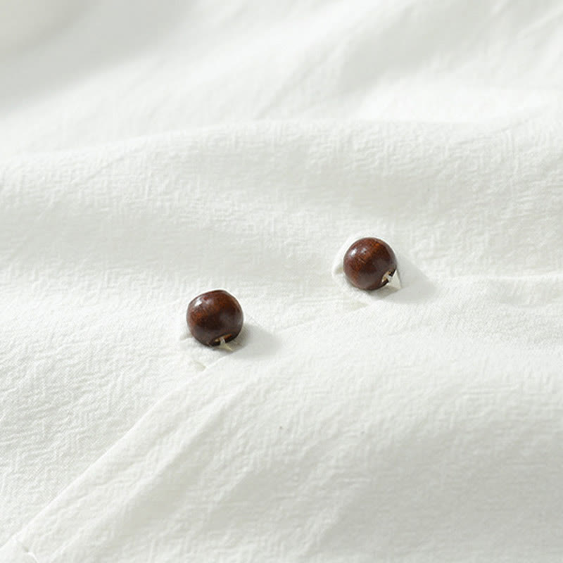 Buddha Stones 夏 Vネック ボタン 半袖 雲 刺繍 コットン リネン メンズ シャツ - image 7