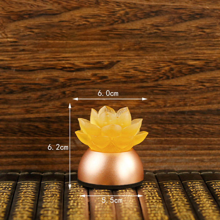 Buddha Stones 蓮の花リュリガラス銅製新スタートホームデコレーション - サンディブラウン 充電式（6×6×5.5cm） - image 10