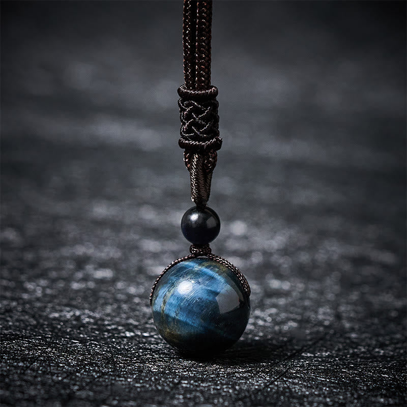 Buddha Stones タイガーアイ シルバーシーンオブシディアン ゴールドシーンオブシディアン レインボーオブシディアン ポジティブネックレスペンダント - タイガーアイ - 16mm - image 1