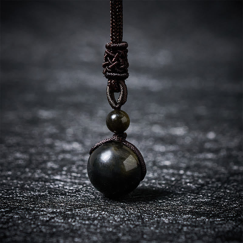 Buddha Stones タイガーアイ シルバーシーンオブシディアン ゴールドシーンオブシディアン レインボーオブシディアン ポジティブネックレスペンダント - ゴールドシーンオブシディアン - 16mm - image 9