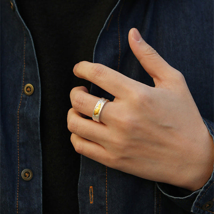 Buddha Stones 999スターリングシルバー999ゴールド鯉の良い雲の幸運リング - image 6