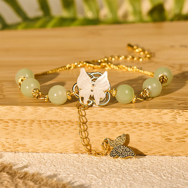 Buddha Stones 琉璃ガラスビーズ蝶の良縁祈願の愛のブレスレット - image 1