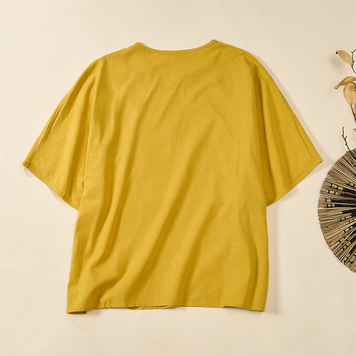 Buddha Stones カジュアル花柄クルーネックレディースコットンTシャツ - image 11