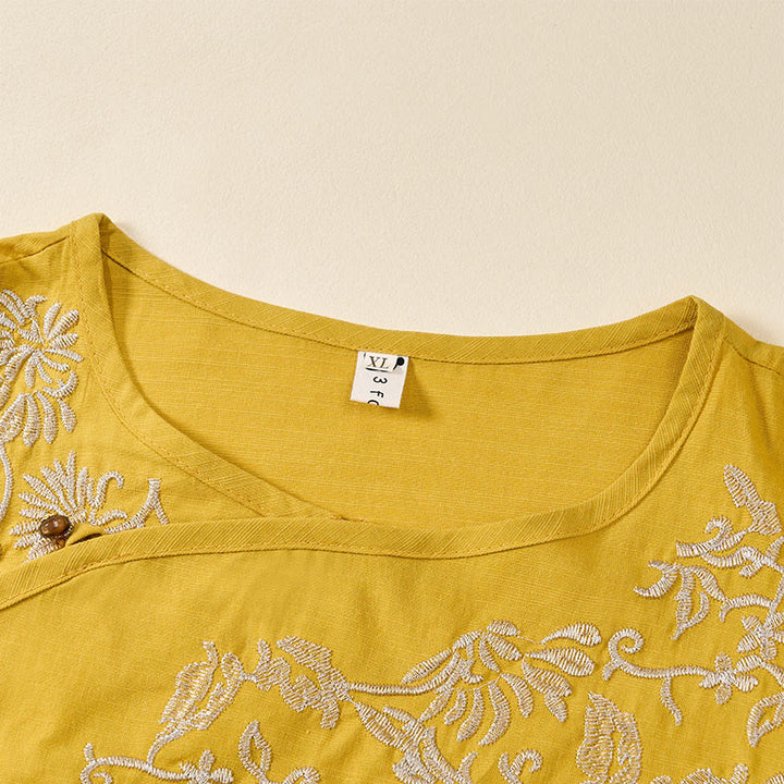 Buddha Stones カジュアル花柄クルーネックレディースコットンTシャツ - image 13