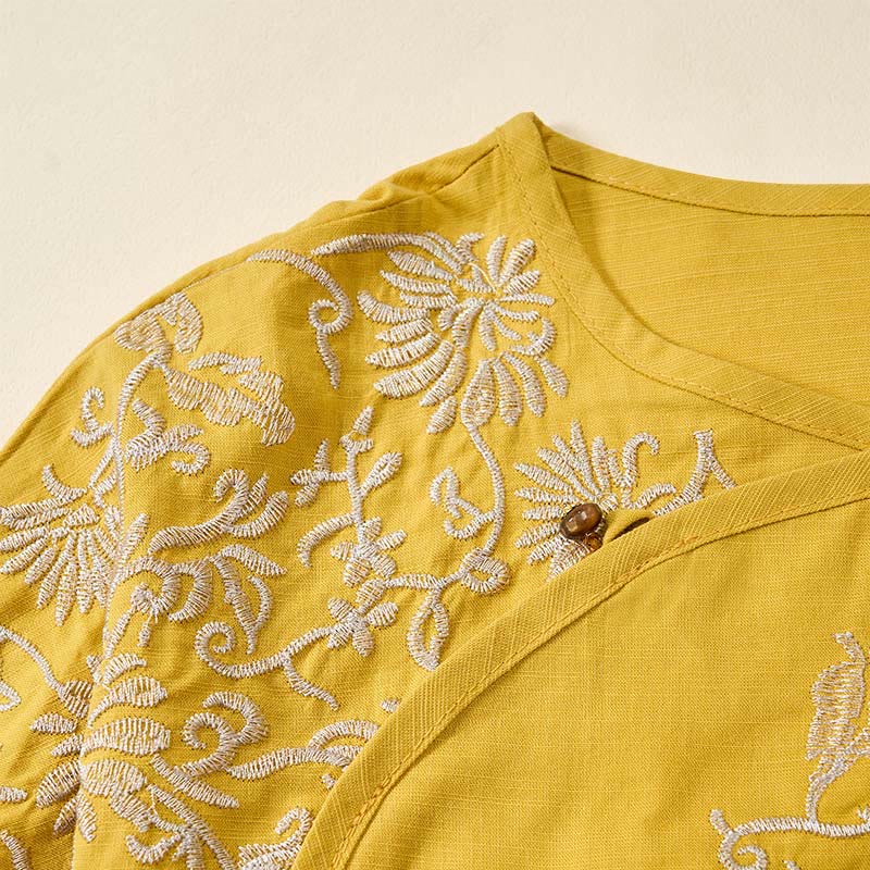 Buddha Stones カジュアル花柄クルーネックレディースコットンTシャツ - image 9