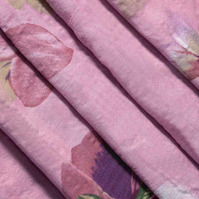 Buddha Stones 夏の蘭の花柄スタンドカラーデザイン半袖ミディドレス（ポケット付き） - image 11