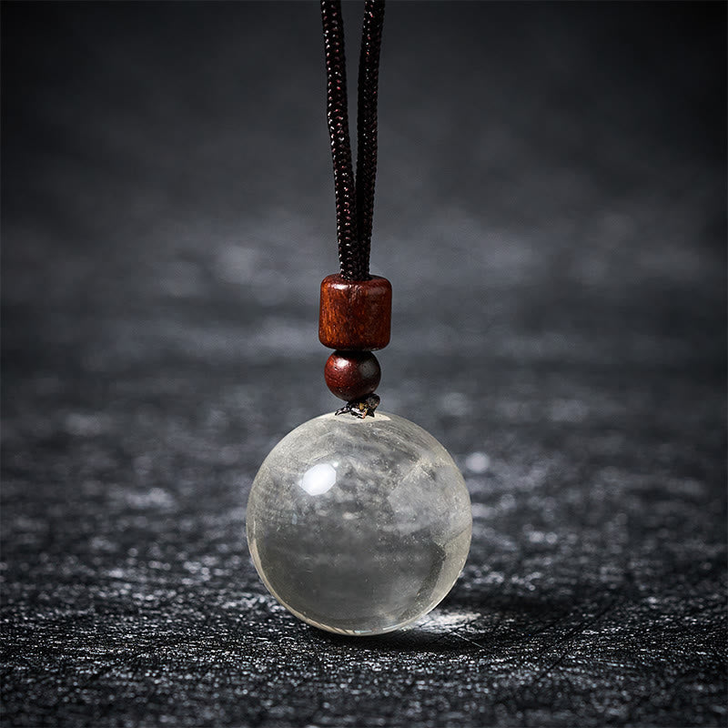 Buddha Stones ホワイトクリスタル ピンククリスタル タイガーアイ スモーキークォーツ プロテクションネックレスペンダント - ホワイトクリスタル - image 1