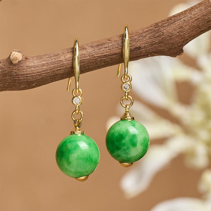 Buddha Stones 925スターリングシルバー グリーンカルセドニー 強さと勇気のイヤリング - グリーンカルセドニー（925スターリングシルバーポスト） - image 0