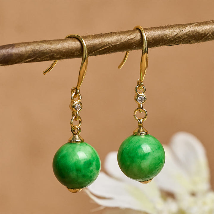 Buddha Stones 925スターリングシルバー グリーンカルセドニー 強さと勇気のイヤリング - image 1