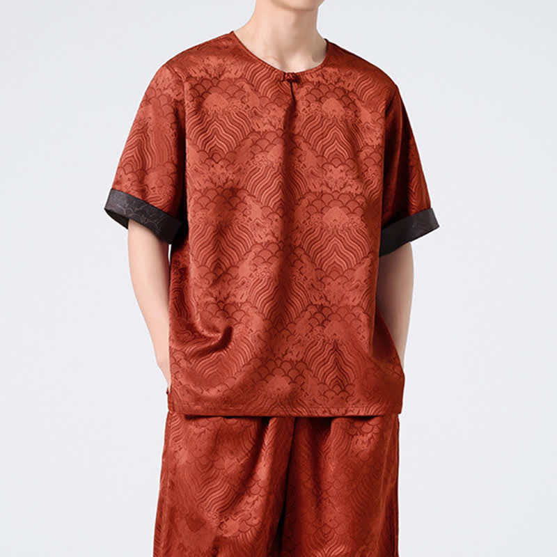 Buddha Stones 夏 レトロ クラックル 吉兆 雲柄 半袖 メンズ Tシャツ - image 18