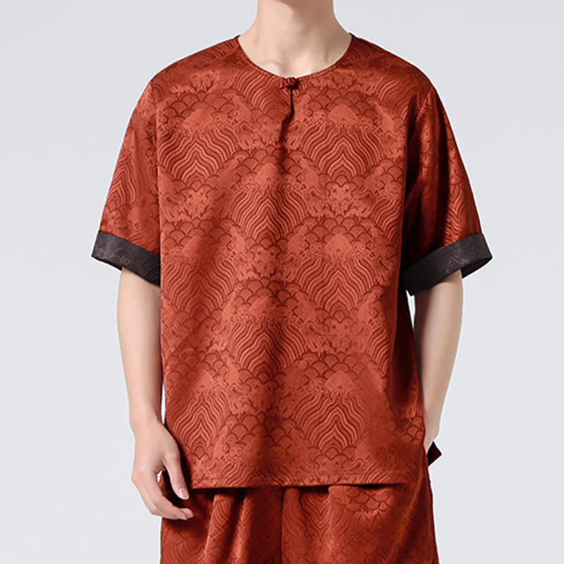 Buddha Stones 夏 レトロ クラックル 吉兆 雲柄 半袖 メンズ Tシャツ - image 16